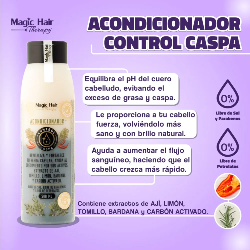 Acondicionador Control de Caspa Magic  Hair - Imagen 2