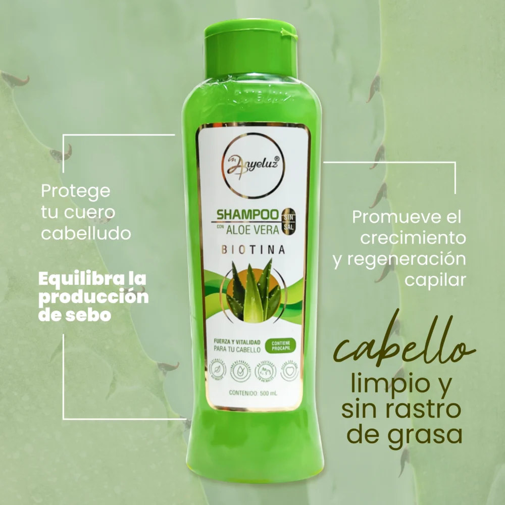 Shampoo con aloe vera para cabello graso Anyeluz - Imagen 2