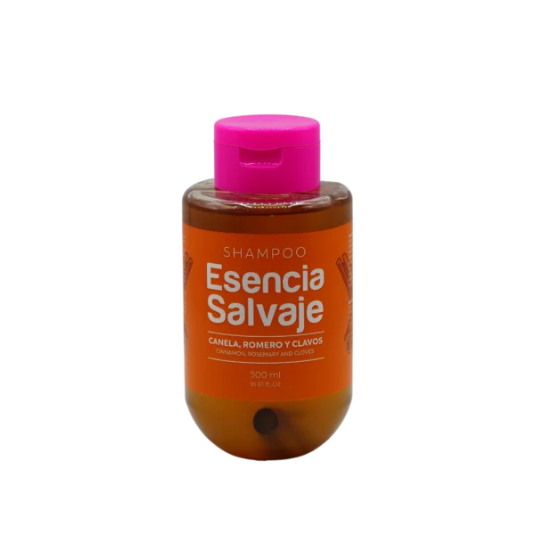 Shampo  Esencia canela, romero, clavos Fruto Salvaje